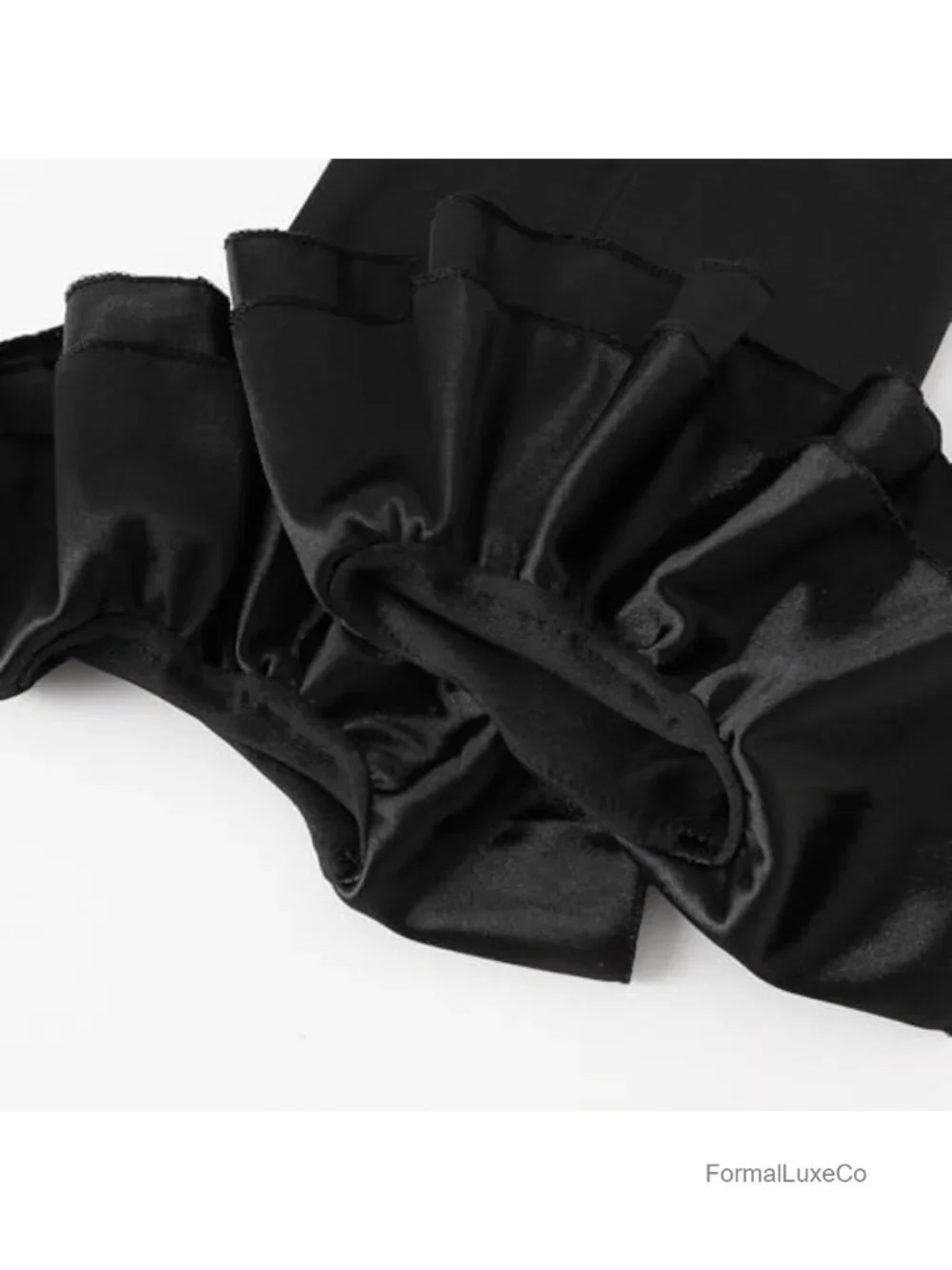 Long Satin Opera Gloves for Women with Ruffled Cuffs - Evening Party Wear